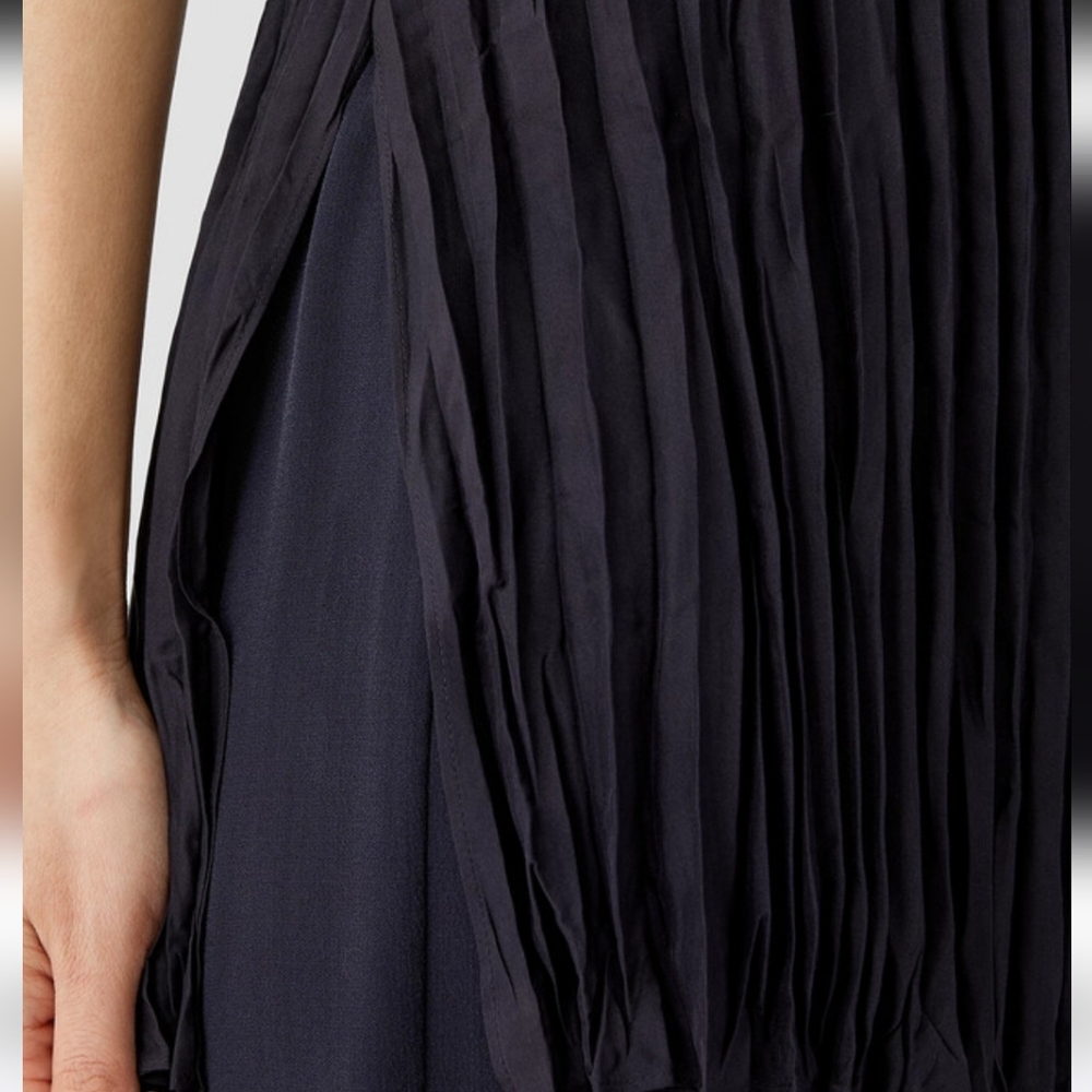 Eileen Fisher Crushed Silk Long Tank Top Navy Blue Size Medium - Picture 4 of 10